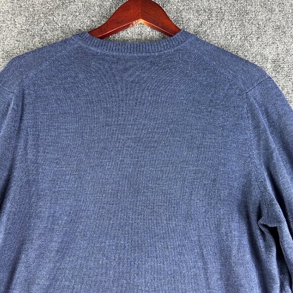 Banana Republic Sweater Mens Large Blue Extra Fine Merino Wool V Neck Rib Cuffs - Picture 8 of 8
